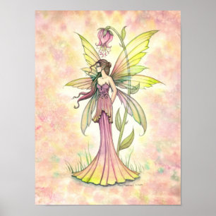 Poster Fée de la fleur printanière Fantaisie Art aquarell