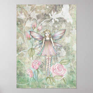 Poster Fée de la rose rose sucrée