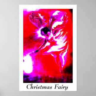Poster fée de Noël festive rouge