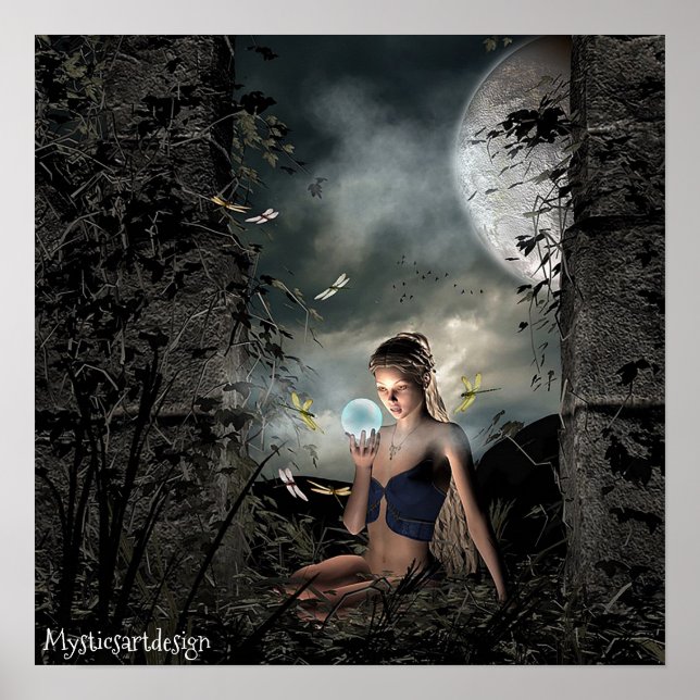Poster Fée de Whimsical Holding Magical Ball in Forest Ar (Devant)