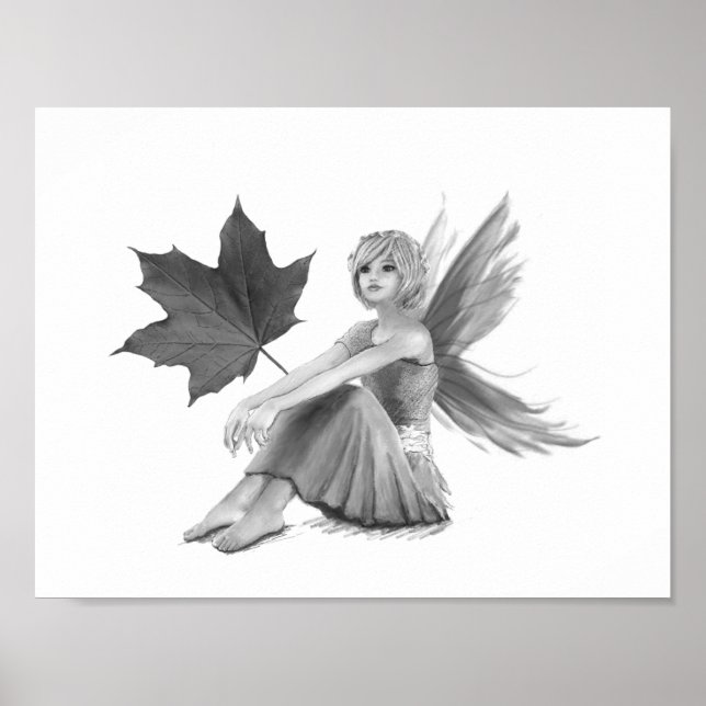 Poster Fée d'érable Crison King avec feuille (Devant)