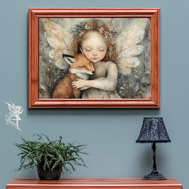 Poster Fée d'hiver et renard | Art Whimsical Woodland