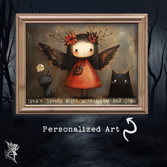 Poster Fée et chats d'Halloween Whimsical Mur personnalis (Créateur téléchargé)