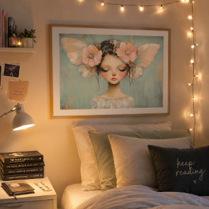 Poster Fée Fantaisiste avec des Ailes de Papillon Florale