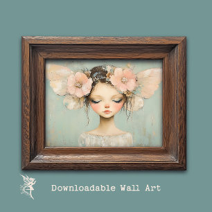 Poster Fée Fantaisiste avec des Ailes de Papillon Florale