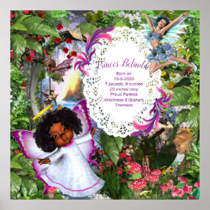 Poster Fée Papillon bébé fille