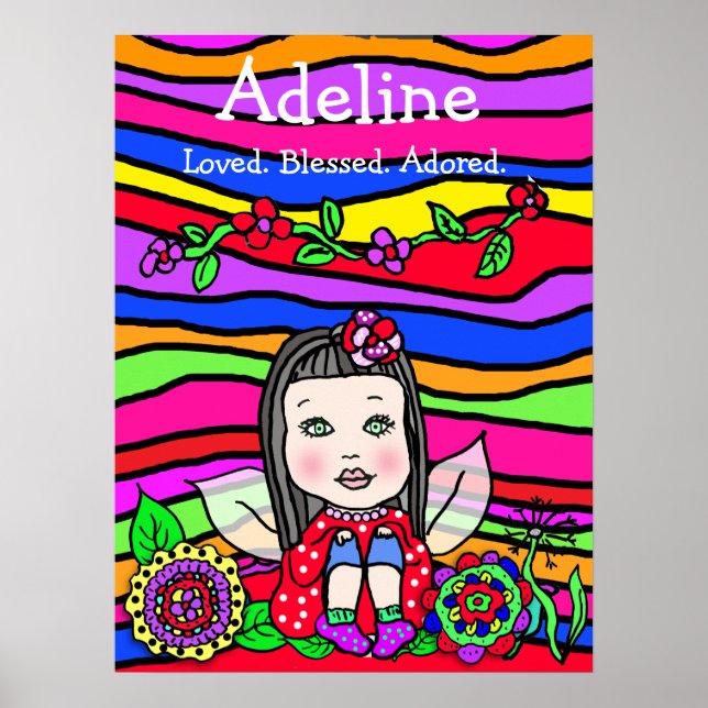 Poster Fée personnalisée aimée, bénie et adorée (Devant)