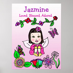 Poster Fée personnalisée aimée, bénie et adorée