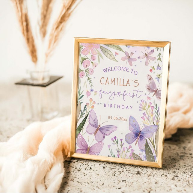 Poster Fée Premier anniversaire Fille 1er anniversaire Fê (Créateur téléchargé)