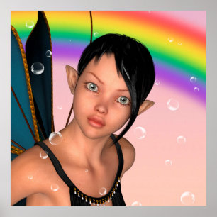 Poster Fée sous l'arc-en-ciel