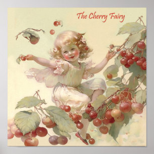 Poster Fée victorienne de la cerise dans un arbre fruitie
