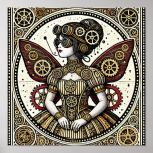 Poster Fée vintage Steampunk
