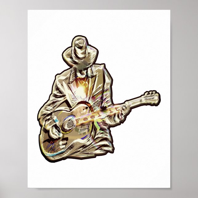 Poster Feel the Blues - Conception de guitare artistique (Devant)