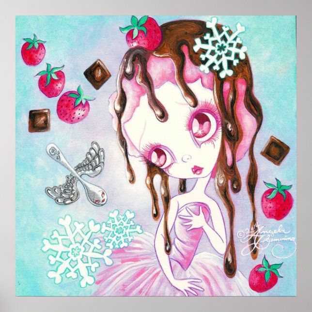 Poster Féerie de crème glacée au chocolat aux fraises (Devant)
