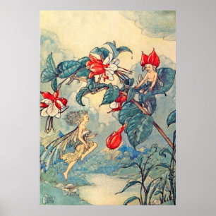Poster Fées Fuchsia vintage