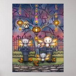 Poster Fées Kitty lors d'une nuit d'automne Art