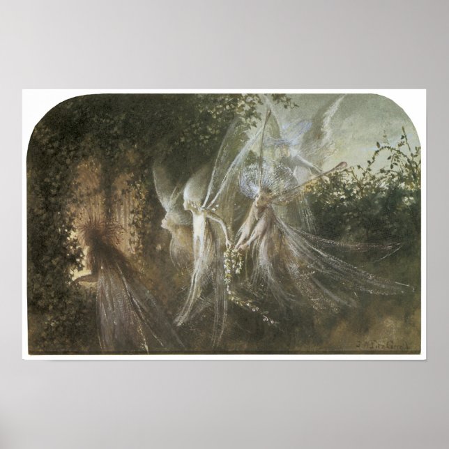 Poster Fées Regardant à travers un arc gothique, c. 1864 (Devant)