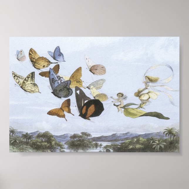 Poster - Fées Riding Papillons (Devant)