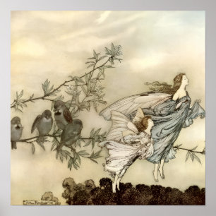 Poster Fées volantes vintage par Arthur Rackham