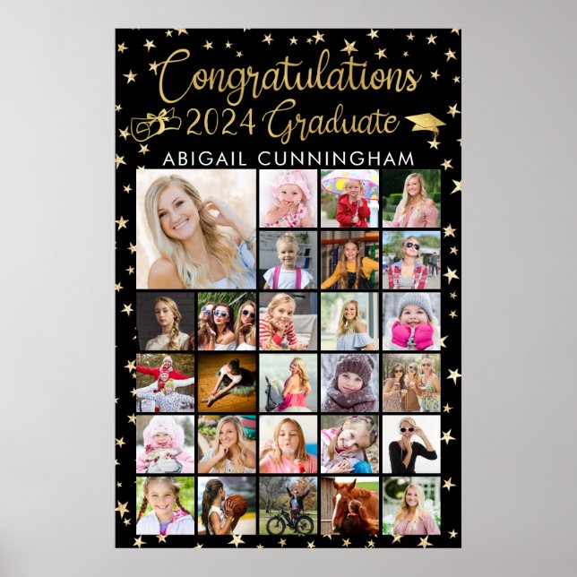Poster Félicitations 27e année Photo Collage Gold Foil No (Devant)