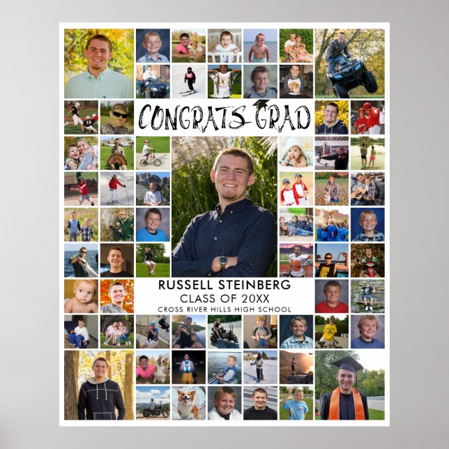 Poster Félicitations 66e année Collage photo Couleur pers (Devant)