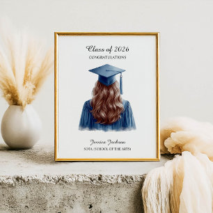 Poster Félicitations Brunette Femme Diplômée Promotion de