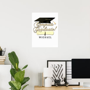 Poster Félicitations Diplôme d'études supérieures casquet