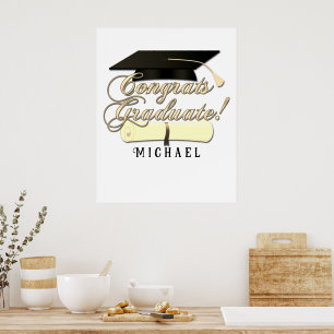 Poster Félicitations Diplômé Diplôme Chapeau de remise de