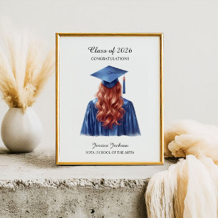 Poster Félicitations Femme Roux Diplômée Promotion de