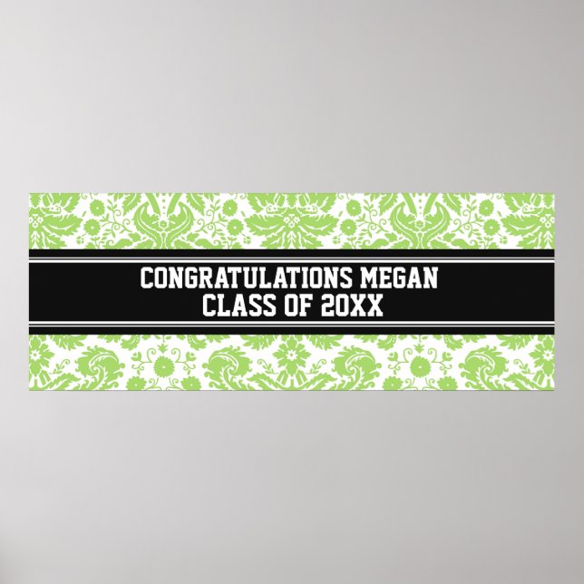 Poster Félicitations Graduation Custom Name Banner Lime (Devant)