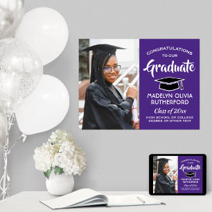 Poster Félicitations Photo Purple and White Graduation Pa