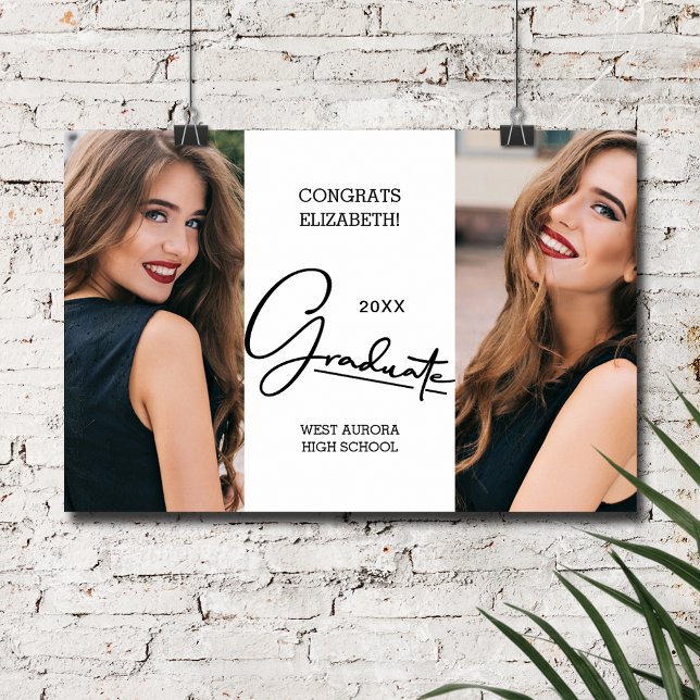 Poster Félicitations pour la Modernité (Graduation Congratulations Modern Photo Poster, INSTANT DOWNLOAD and/or PRINTED)