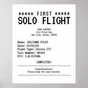 Poster Félicitations pour votre premier vol solo