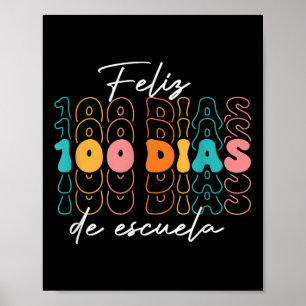 Poster Feliz 100 Diaz De Escuela 100e jour École Espagnol