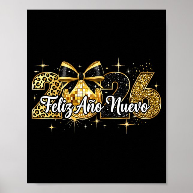Poster Feliz Año Nuevo 2026 Disco Ball Happy New Year  (Devant)