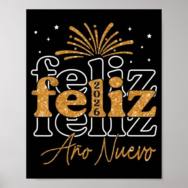 Poster Feliz Año Nuevo 2026 Spanish New Years Eve Party  (Devant)