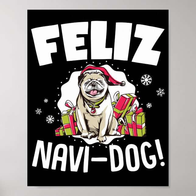 Poster Feliz Navi- Chien Funny Christmas Pun (Devant)