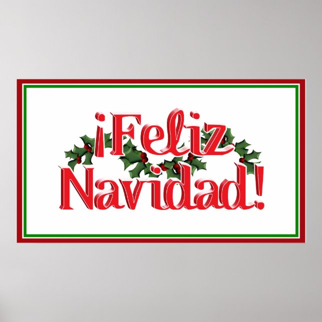 Poster Feliz Navidad Avec Holly (Devant)