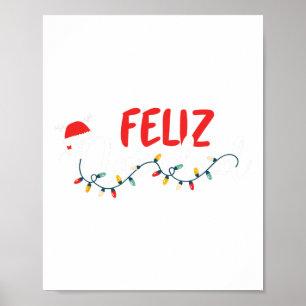 Poster Feliz Navidad Joyeux pyjama de Noël Lumières