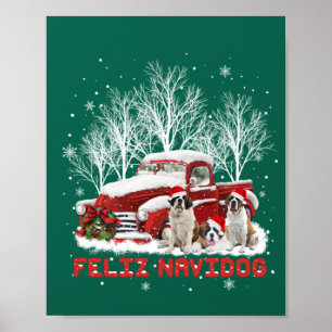 Poster Feliz Navidog Saint Bernard Amoureux de les chiens