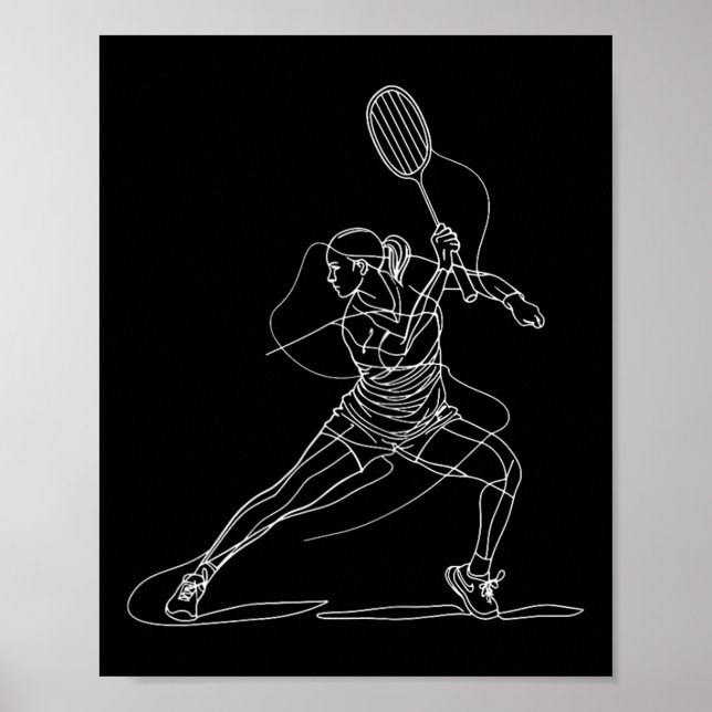Poster Female Badminton Player Drawing Shuttle Game For G (Devant)