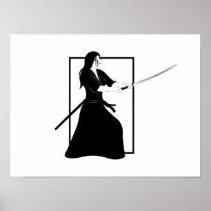 Poster Female Samurai Warrior with Sword