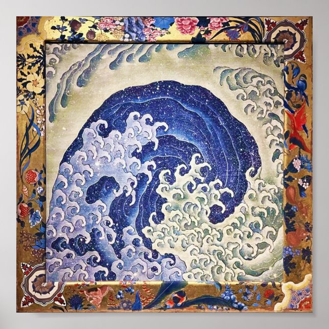 Poster Female Wave, Hokusai (Devant)
