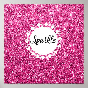 Poster Féminin et glamour rose vif paillettes scintillant