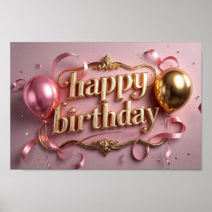 Poster Feminine anniversaire luxueux élégant extravagant
