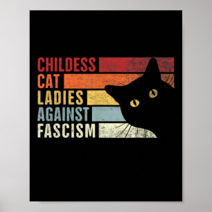 Poster Feministe chats sans enfants contre le fascisme ch