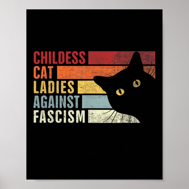 Poster Feministe chats sans enfants contre le fascisme ch (Devant)