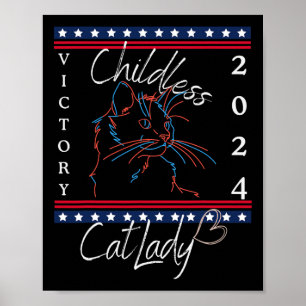Poster Feministe Patriotique 2024 Chat Lady Enfant '2