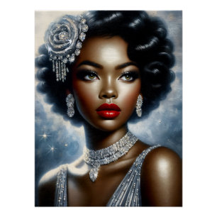 Poster Femme à peau foncée Glamour esthétique
