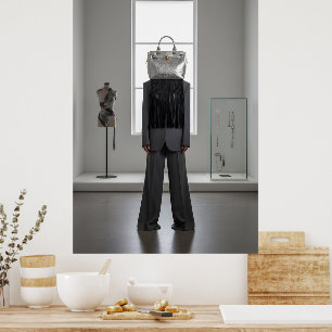 Poster Femme abstraite avec sac sur la tête